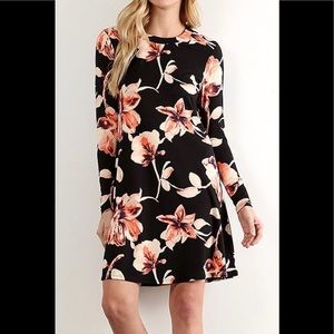 Woman’s Black Floral A-Line Dress/ Tunic